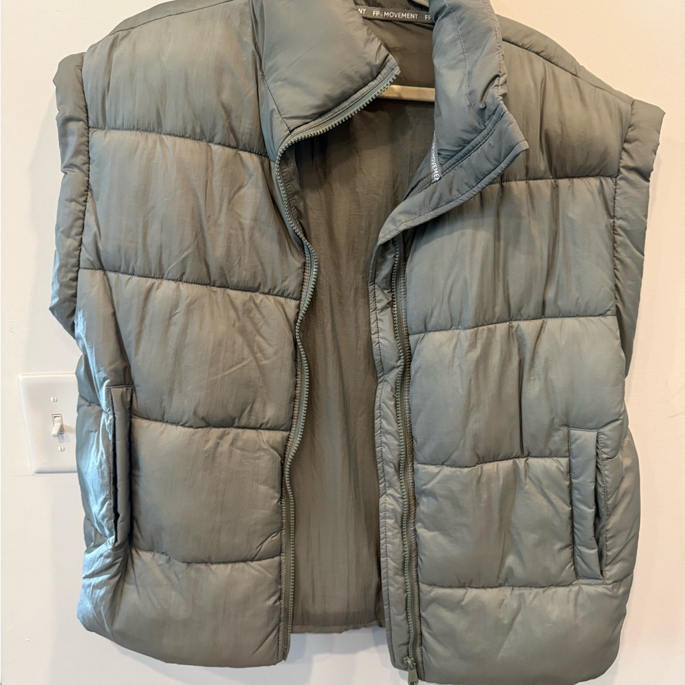 FP Movement In A Bubble Puffer Vest in Sage Gray